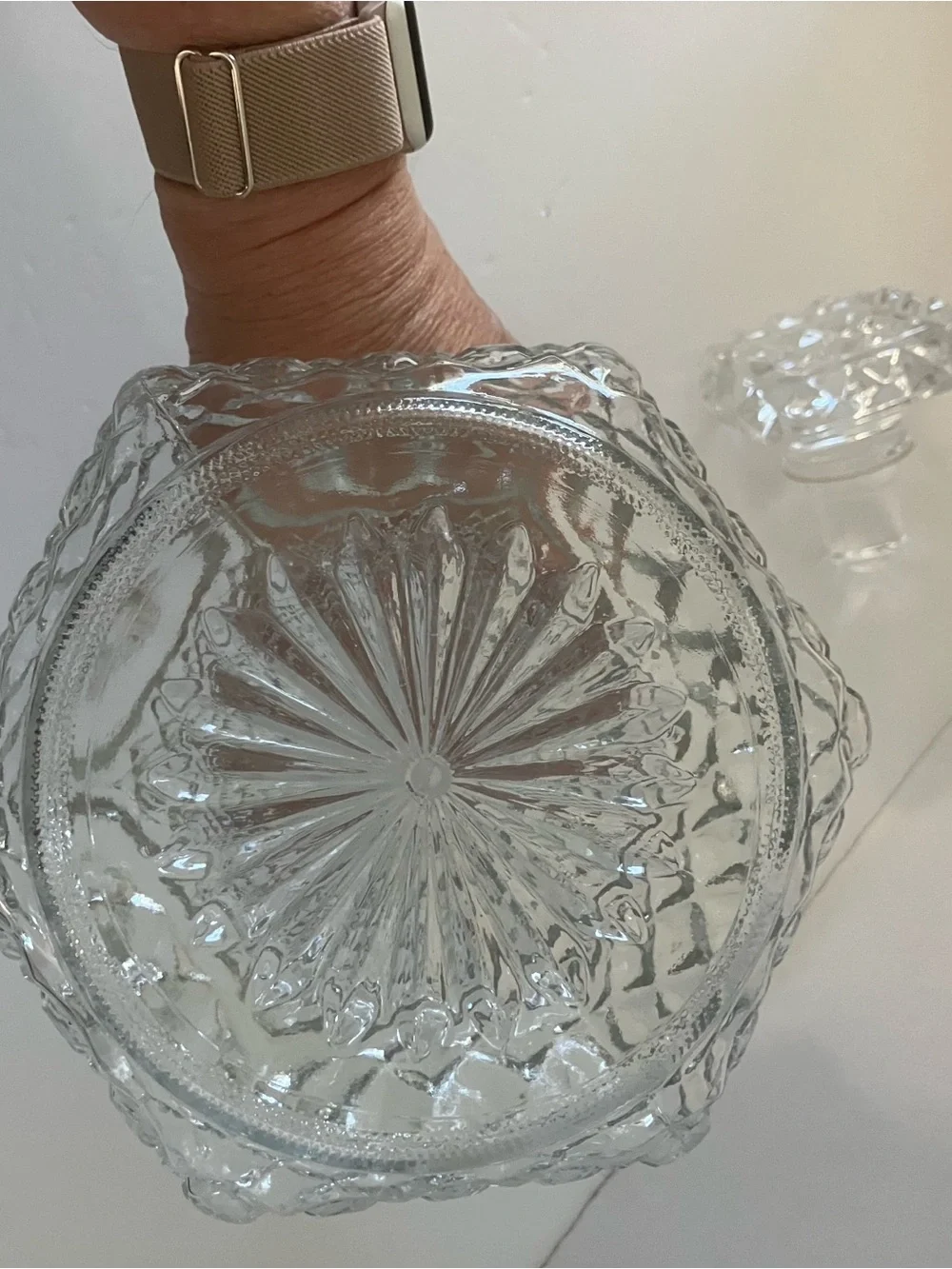 Anchor Hocking Vintage Wexford Clear Pressed Glass Decanter with Stopper